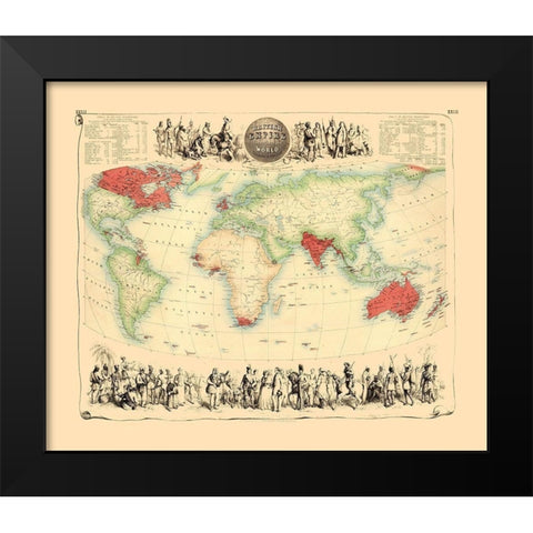 British Empire Throughout World - Bartholomew 1872 Black Modern Wood Framed Art Print by Bartholomew