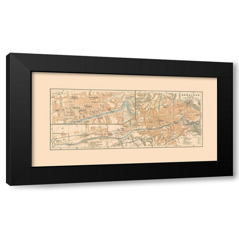 Sarajevo Bosnia Herzegovina Europe - Baedeker Black Modern Wood Framed Art Print with Double Matting by Baedeker