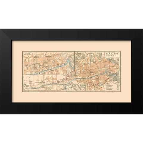 Sarajevo Bosnia Herzegovina Europe - Baedeker Black Modern Wood Framed Art Print by Baedeker