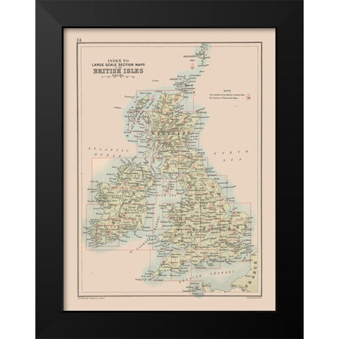 British Isles - Bartholomew 1892 Black Modern Wood Framed Art Print by Bartholomew