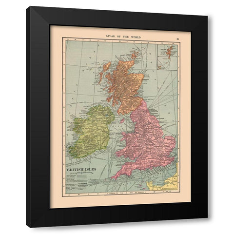 British Isles - Hammond 1910 Black Modern Wood Framed Art Print with Double Matting by Hammond