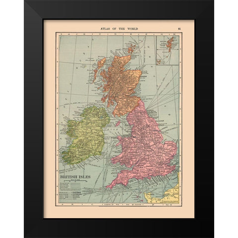 British Isles - Hammond 1910 Black Modern Wood Framed Art Print by Hammond