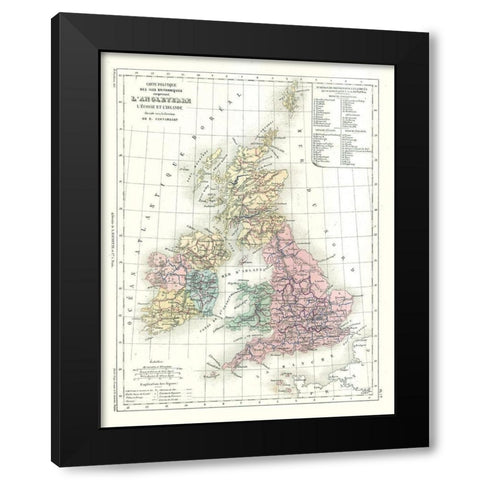 Political of British Isles - Cortambert 1880 Black Modern Wood Framed Art Print with Double Matting by Cortambert