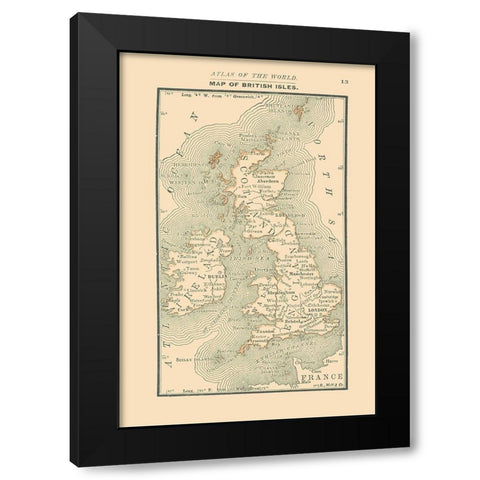 British Isles - Alden 1886 Black Modern Wood Framed Art Print by Alden
