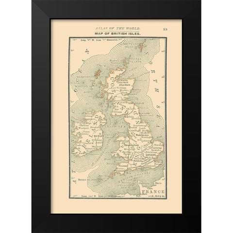 British Isles - Alden 1886 Black Modern Wood Framed Art Print by Alden