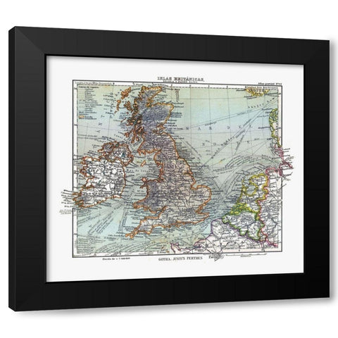 Ireland England France Belgium - Perthes 1921 Black Modern Wood Framed Art Print by Perthes