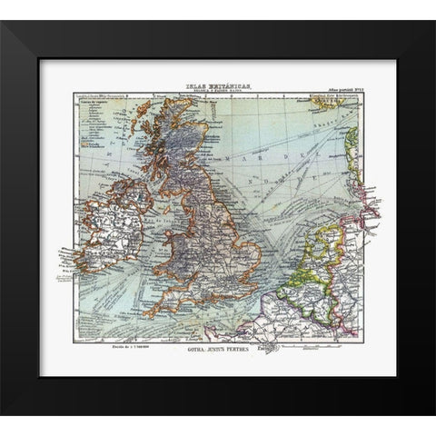 Ireland England France Belgium - Perthes 1921 Black Modern Wood Framed Art Print by Perthes
