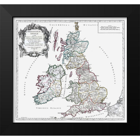 British Isles - Vaugondy 1757 Black Modern Wood Framed Art Print by Vaugondy