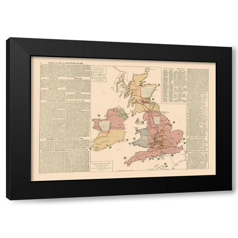 Ireland Wales England Scotland - Le Sage 1801 Black Modern Wood Framed Art Print by Le Sage