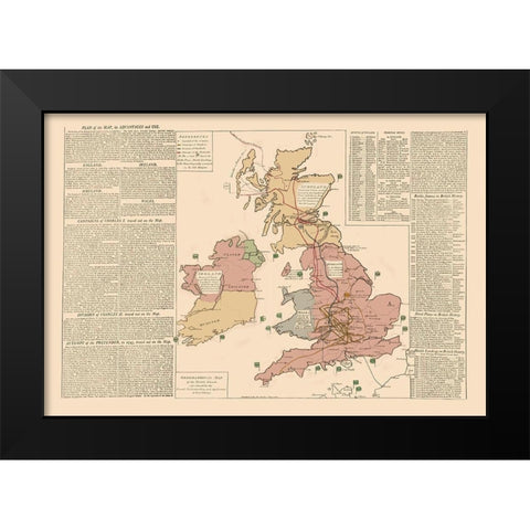 Ireland Wales England Scotland - Le Sage 1801 Black Modern Wood Framed Art Print by Le Sage