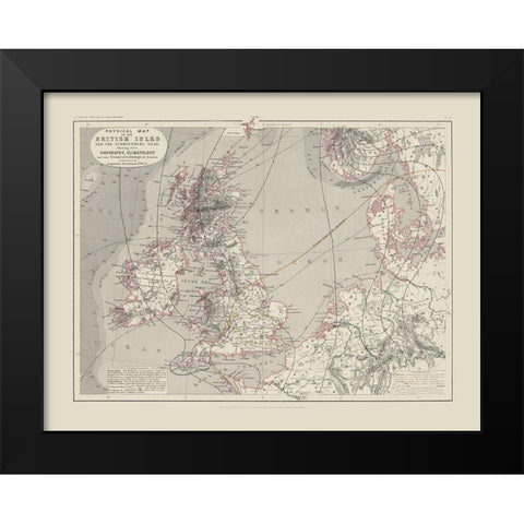 Orography Climatology British Isles Black Modern Wood Framed Art Print by Petermann