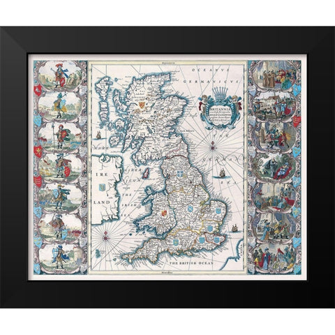 German Sea British Ocean British Isles Black Modern Wood Framed Art Print by Unknown