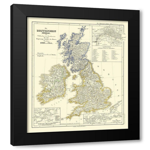 Tudors 1066-1485 British Isles - Spruner 1839 Black Modern Wood Framed Art Print by Spruner