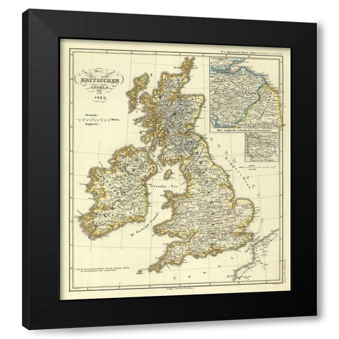 British Isles - Spruner 1485 Black Modern Wood Framed Art Print with Double Matting by Spruner