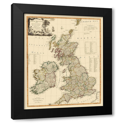 Ireland England Scotland Wales  - Laurie 1794 Black Modern Wood Framed Art Print with Double Matting by Laurie