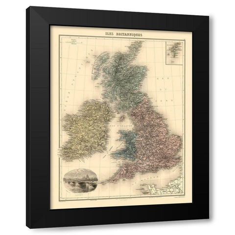 British Isles - Scotland - Migeon Black Modern Wood Framed Art Print by Migeon