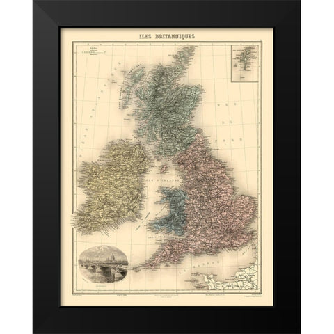 British Isles - Scotland - Migeon Black Modern Wood Framed Art Print by Migeon