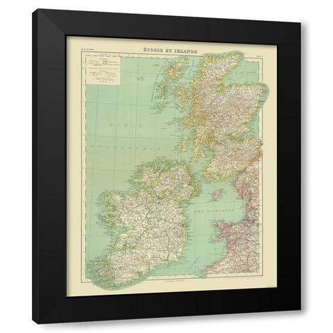 Ireland - Scotland - Hachette Black Modern Wood Framed Art Print by Hachette