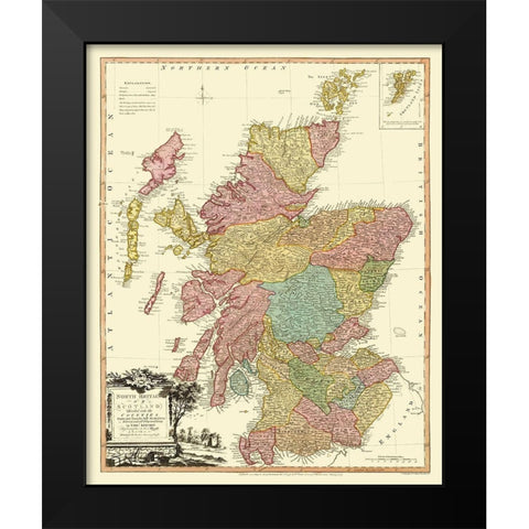 North Britain - Scotland - Counties - Faden 1778 Black Modern Wood Framed Art Print by Faden