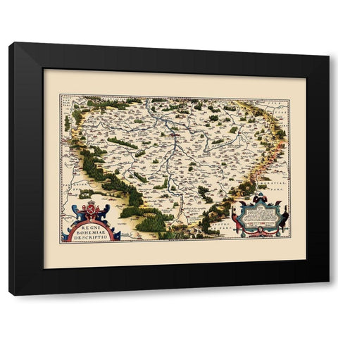 Bohemia Czech Republic Eastern Europe Black Modern Wood Framed Art Print by Ortelius