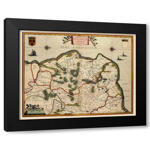 Boulogne Sur Mer Region France - Blaeu 1631 Black Modern Wood Framed Art Print by Blaeu