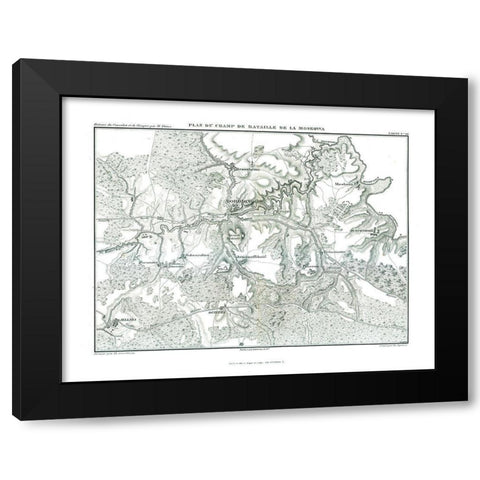 Battle of Borodino Field Plan - Thiers 1866 Black Modern Wood Framed Art Print with Double Matting by Unknown