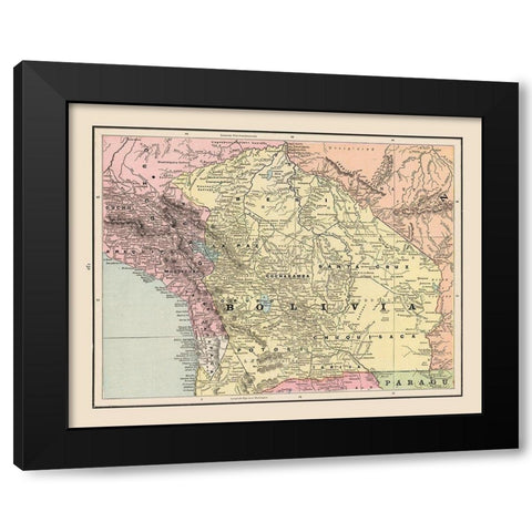 South America Bolivia - Cram 1892 Black Modern Wood Framed Art Print with Double Matting by Cram