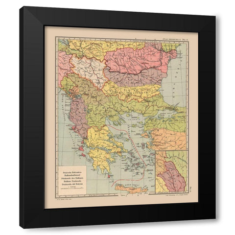 Europe Balkan Peninsula - Streit 1913 Black Modern Wood Framed Art Print with Double Matting by Streit