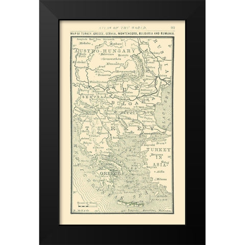 Balkan Peninsula - Alden 1886 Black Modern Wood Framed Art Print by Alden