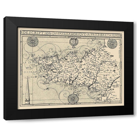 Brittany Region France - Tavernier 1641 Black Modern Wood Framed Art Print by Tavernier