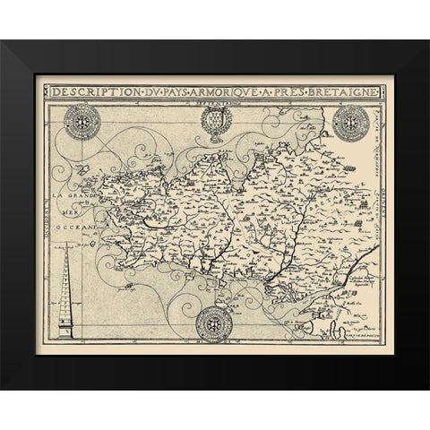 Brittany Region France - Tavernier 1641 Black Modern Wood Framed Art Print by Tavernier
