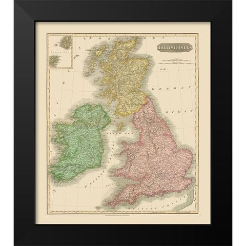 British Isles - Thomson 1815 Black Modern Wood Framed Art Print by Thomson