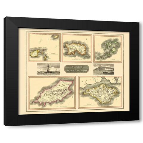 Remote British Isles France - Thomson 1817 Black Modern Wood Framed Art Print by Thomson
