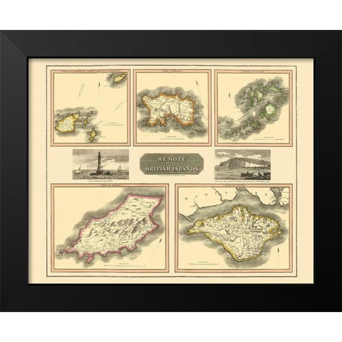 Remote British Isles France - Thomson 1817 Black Modern Wood Framed Art Print by Thomson