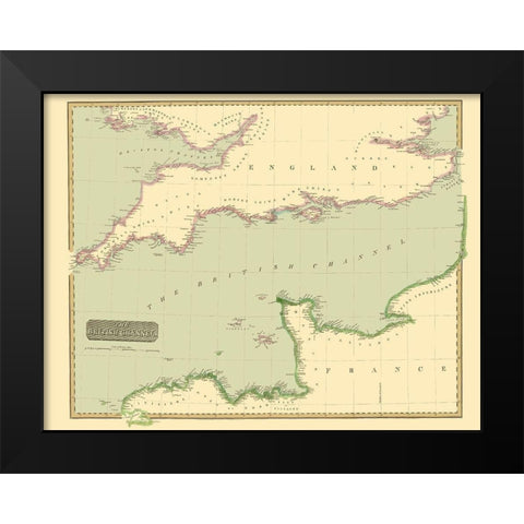 British Channel England France - Thomson 1814 Black Modern Wood Framed Art Print by Thomson