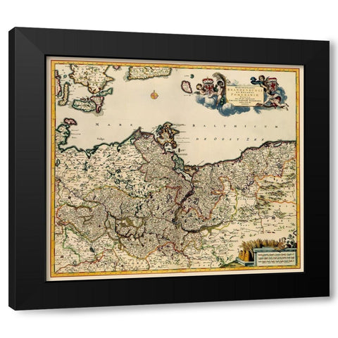 Brandenburg Germany - De Wit 1688 Black Modern Wood Framed Art Print with Double Matting by De Wit