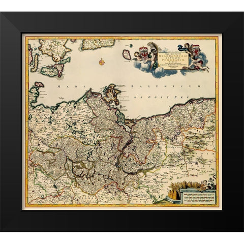Brandenburg Germany - De Wit 1688 Black Modern Wood Framed Art Print by De Wit