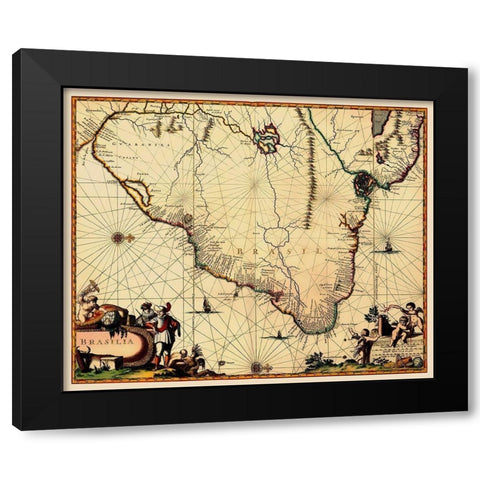 South America Brazil - Arciszeweski 1600 Black Modern Wood Framed Art Print with Double Matting by Arciszeweski