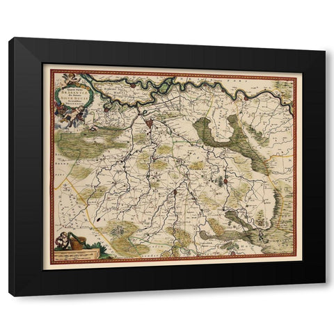 Brabant East Netherlands - De Wit 1688 Black Modern Wood Framed Art Print with Double Matting by De Wit