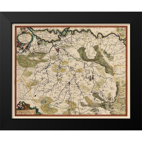 Brabant East Netherlands - De Wit 1688 Black Modern Wood Framed Art Print by De Wit