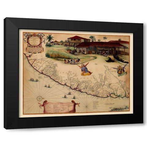 South America Brazil Coast - Blaeu 1662 Black Modern Wood Framed Art Print by Blaeu