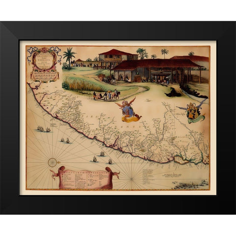 South America Brazil Coast - Blaeu 1662 Black Modern Wood Framed Art Print by Blaeu