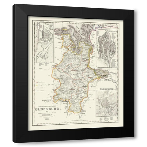 Bremen Oldenburg Germany - Gotthard 1851 Black Modern Wood Framed Art Print by Gotthard