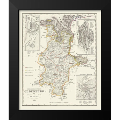 Bremen Oldenburg Germany - Gotthard 1851 Black Modern Wood Framed Art Print by Gotthard
