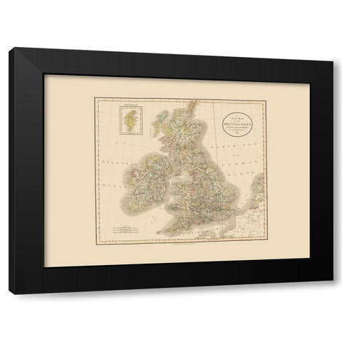 British Isles - Cary 1807 Black Modern Wood Framed Art Print with Double Matting by Cary