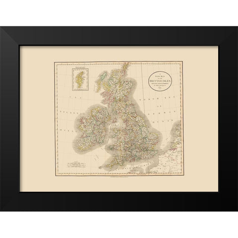 British Isles - Cary 1807 Black Modern Wood Framed Art Print by Cary