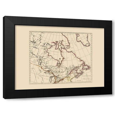 British Possessions Canada United States Black Modern Wood Framed Art Print with Double Matting by Carey