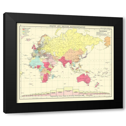 British Trade United Kingdom - Bartholomew 1907 Black Modern Wood Framed Art Print with Double Matting by Bartholomew