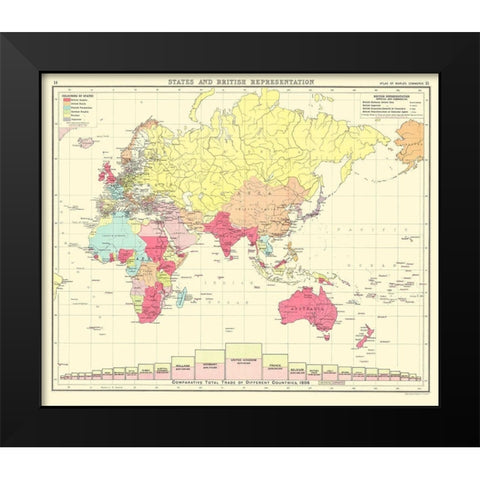 British Trade United Kingdom - Bartholomew 1907 Black Modern Wood Framed Art Print by Bartholomew
