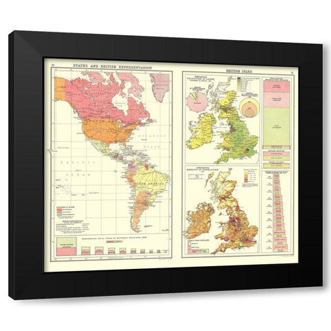 British Trade United Kingdom - Bartholomew 1907 Black Modern Wood Framed Art Print with Double Matting by Bartholomew